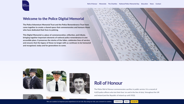 Screenshot of the The Police Arboretum Memorial Trust website