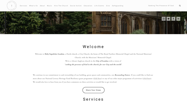 Screenshot of the The Parochial Church Council Of The Ecclesiastical Parish Of St. Sepulchre Without Newgate website