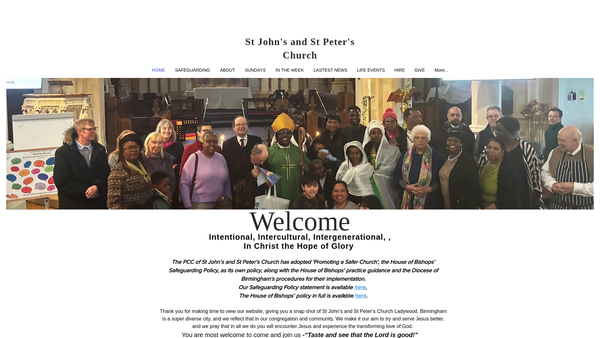 Screenshot of the The Parochial Church Council Of The Ecclesiastical Parish Of St John And St Peter, Ladywood website
