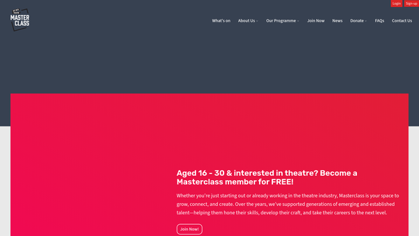 Screenshot of the Theatre Royal Haymarket Masterclass Trust website