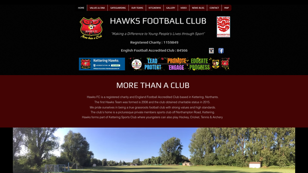 Screenshot of the Hawks Football Club website