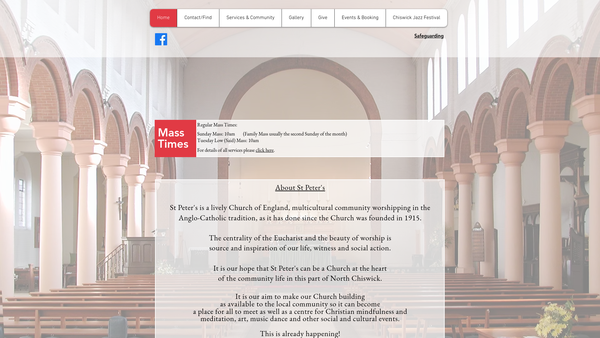 Screenshot of the The Parish Of Saint Peter, Acton Green website