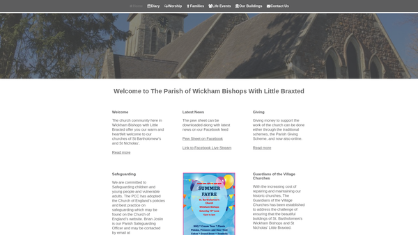 Screenshot of the The Parochial Church Council Of The Ecclesiastical Parish Of Wickham Bishops & Little Braxted website