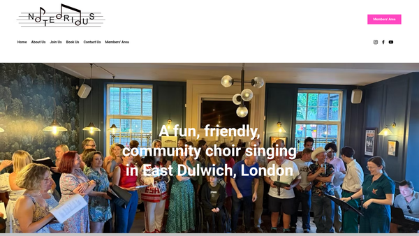 Screenshot of the Note-Orious Choir website
