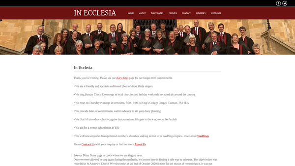 Screenshot of the In Ecclesia website