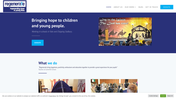 Screenshot of the Regenerate website