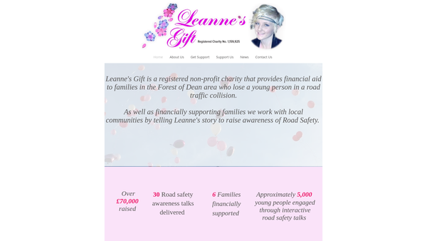 Screenshot of the Leanne's Gift website