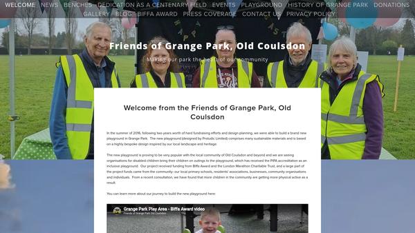 Screenshot of the Friends Of Grange Park, Old Coulsdon website