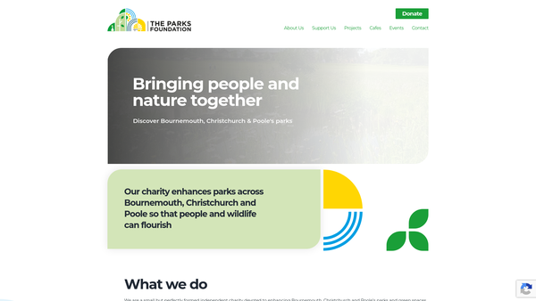 Screenshot of the The Parks Foundation website