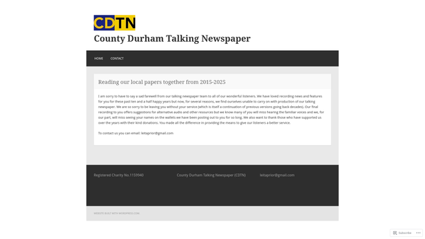 Screenshot of the County Durham Talking Newspaper website