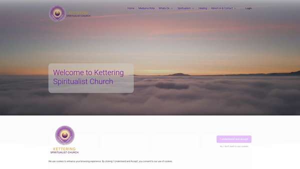 Screenshot of the Kettering Spiritualist Church website