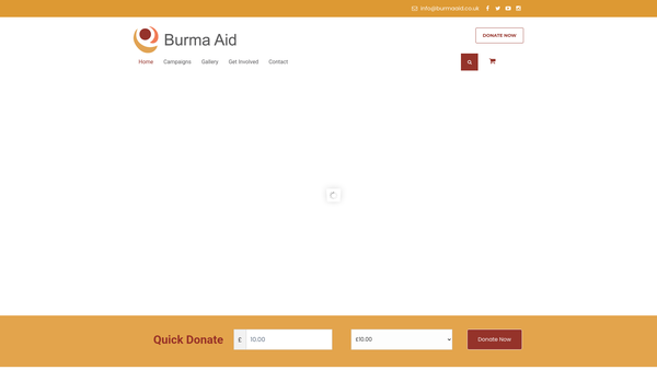 Screenshot of the Burma Aid website