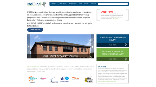Screenshot of the Matrix Neurological website
