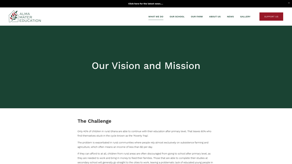 Screenshot of the Alma Mater Education website