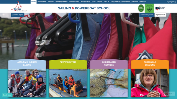 Screenshot of the Mylor Sailability website