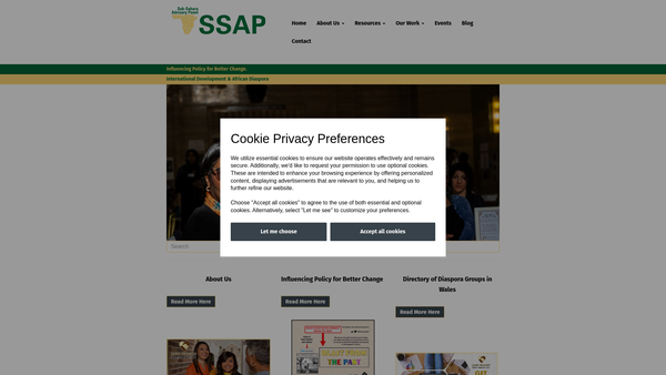 Screenshot of the Sub-Sahara Advisory Panel website