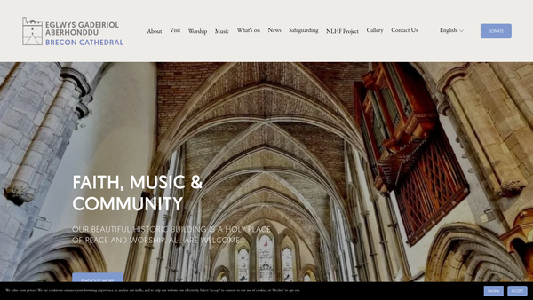 Screenshot of the The Dean And Chapter Of Brecon Cathedral website