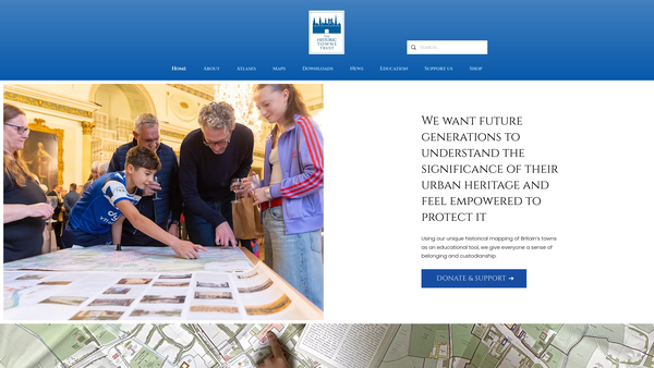 Screenshot of the The Historic Towns Trust website