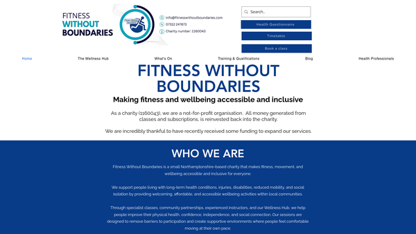 Screenshot of the Fitness Without Boundaries website