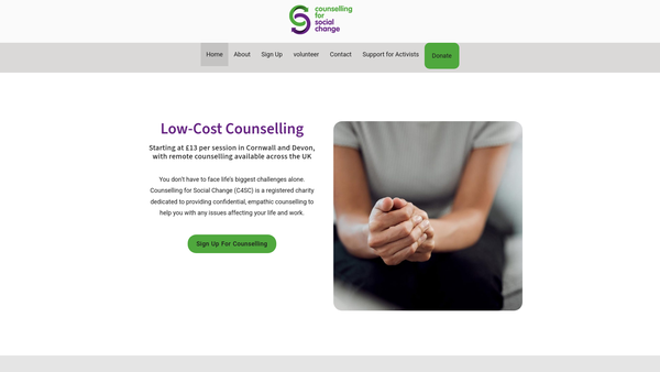 Screenshot of the Counselling For Social Change Limited website