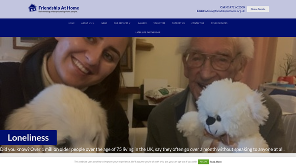 Screenshot of the Friendship At Home website
