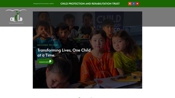 Screenshot of the Child Protection & Rehabilitation Trust website