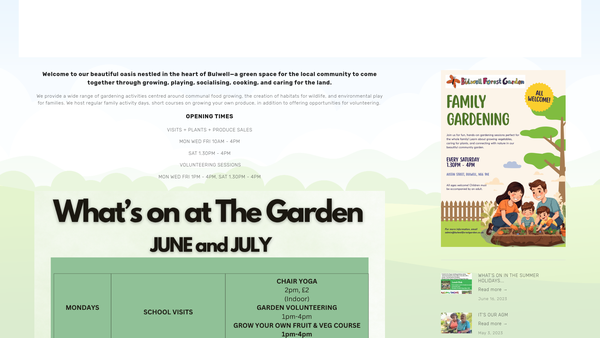 Screenshot of the Bulwell Forest Garden website