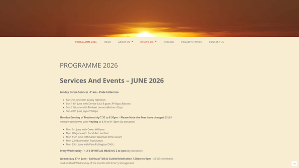Screenshot of the Kingston National Spiritualist Church website