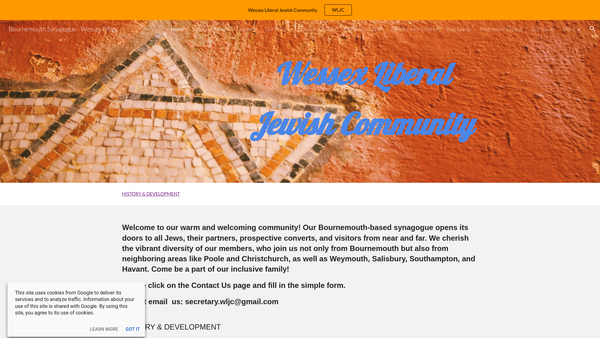 Screenshot of the Wessex Liberal Jewish Community website