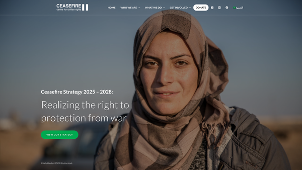 Screenshot of the Ceasefire Centre For Civilian Rights website