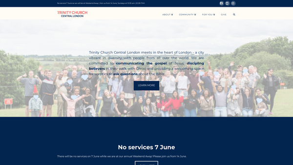Screenshot of the Trinity Church Central London website
