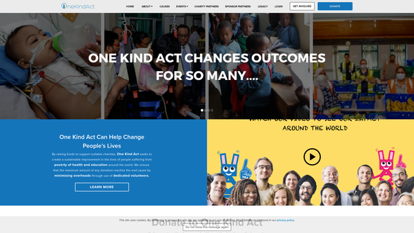 Screenshot of the One Kind Act website