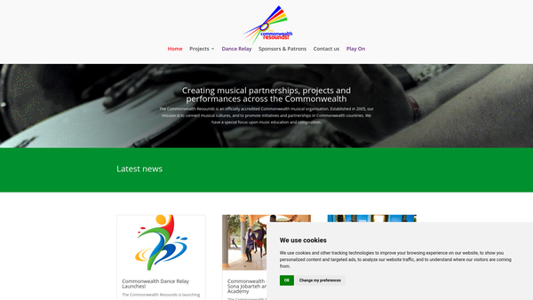 Screenshot of the The Commonwealth Resounds website