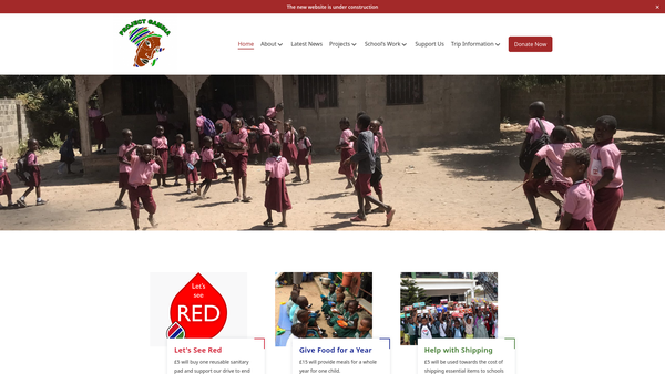 Screenshot of the Project Gambia Trust - Ridgewood website
