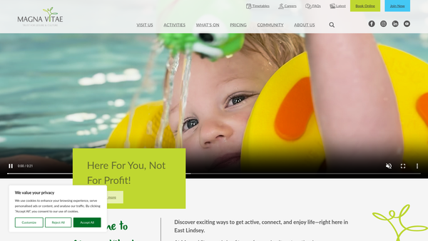 Screenshot of the Magna Vitae website