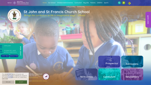 Screenshot of the St John & St Francis Church School PTA website
