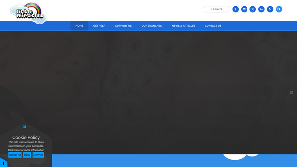 Screenshot of the Little Miracles Charitable Incorporated Organisation website