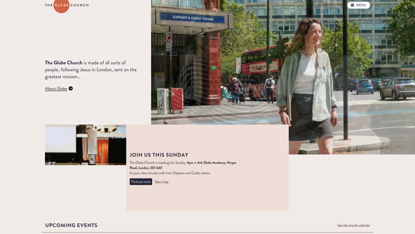 Screenshot of the The Globe Church website