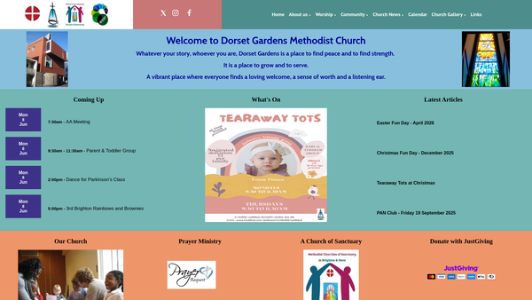 Screenshot of the Dorset Gardens Methodist Church website