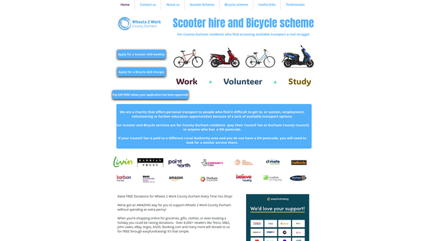 Screenshot of the Wheels 2 Work County Durham website
