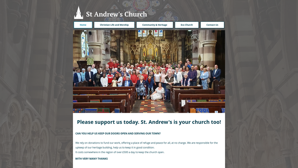 Screenshot of the The Parochial Church Council Of The Ecclesiastical Parish Of St. Andrew, Rugby website
