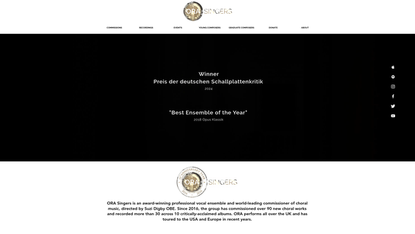 Screenshot of the Ora Choir website