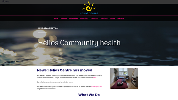 Screenshot of the The Helios Foundation website