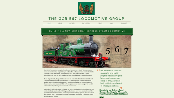 Screenshot of the The Gcr 567 Locomotive Group website