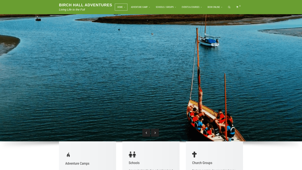 Screenshot of the Birch Hall Adventures website