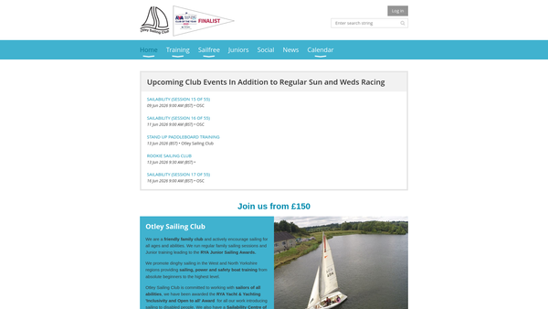 Screenshot of the Otley Sailing Club website