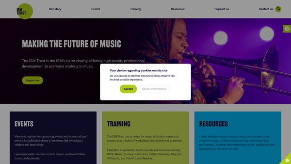 Screenshot of the Incorporated Society Of Musicians Trust website