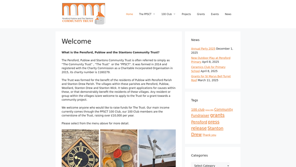 Screenshot of the The Pensford, Publow And The Stantons Community Trust website