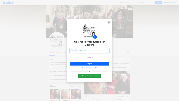 Screenshot of the Landsker Singers website