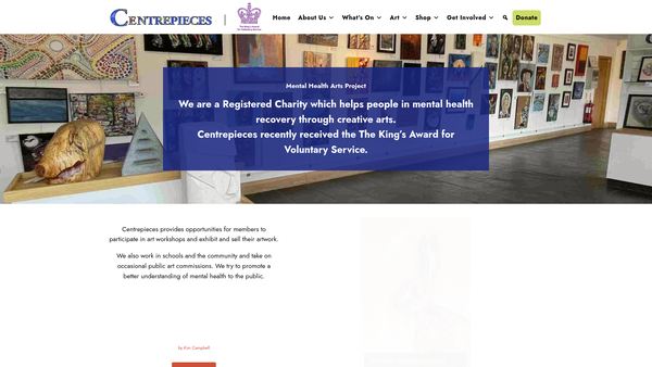 Screenshot of the Centrepieces CIO website